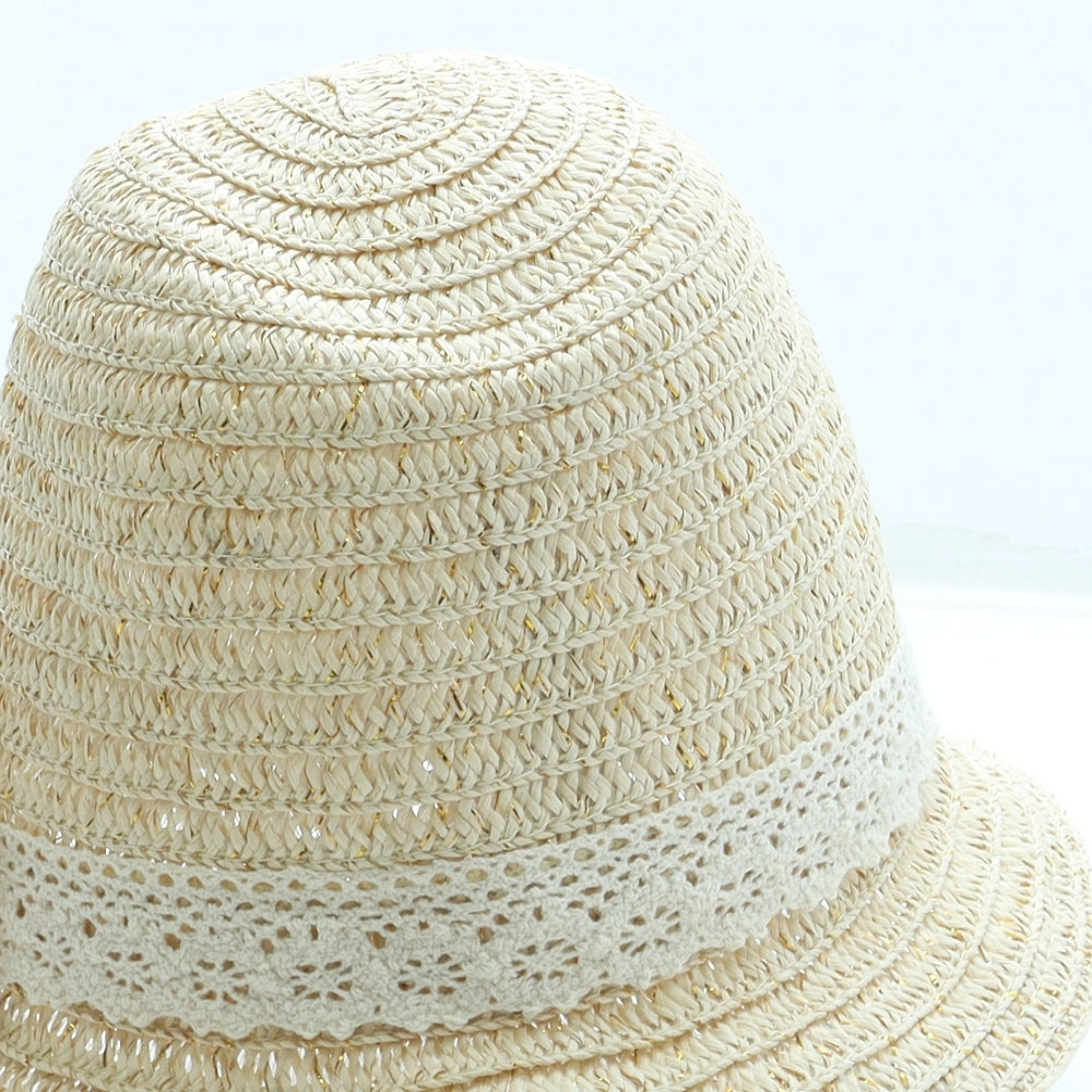 George Girls Beige Paper Sun Hat One Size - Flower