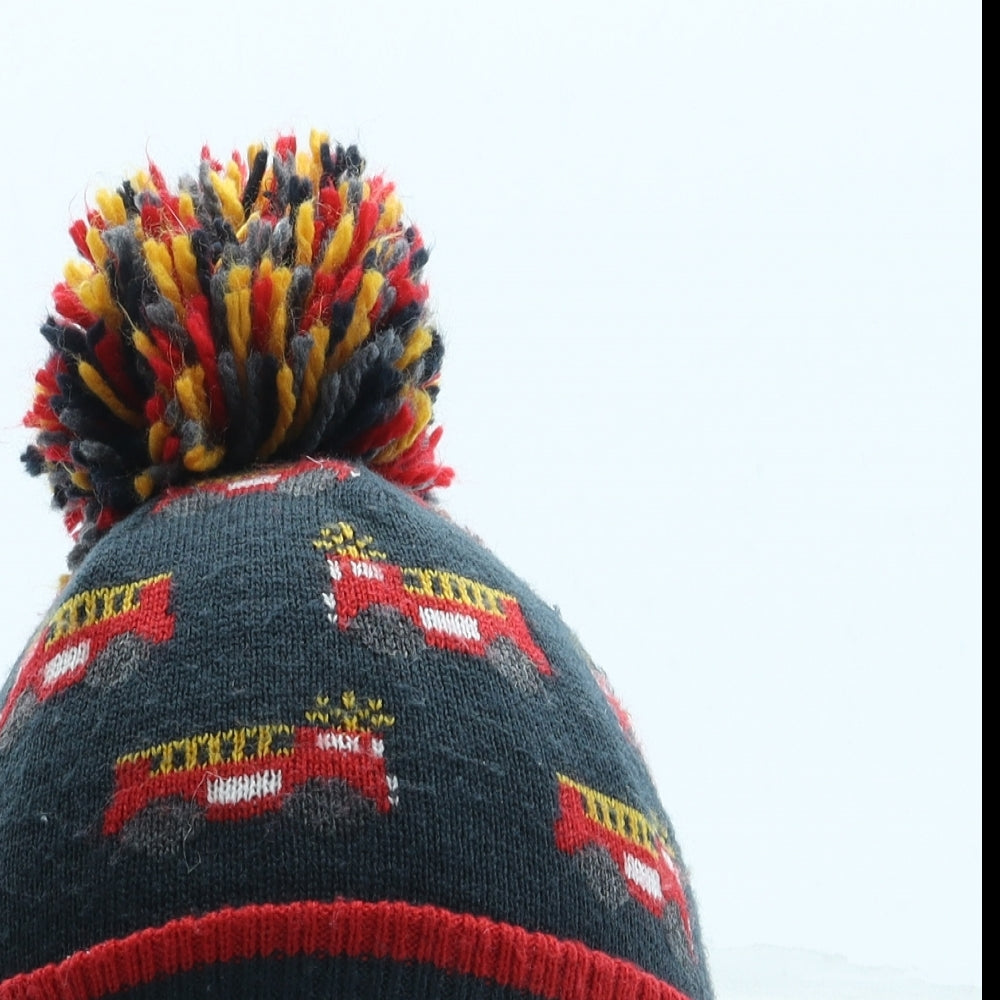 NEXT Boys Green Geometric Acrylic Bobble Hat One Size - Fire Engine