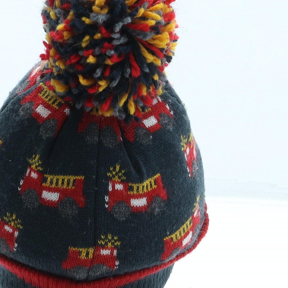 NEXT Boys Green Geometric Acrylic Bobble Hat One Size - Fire Engine