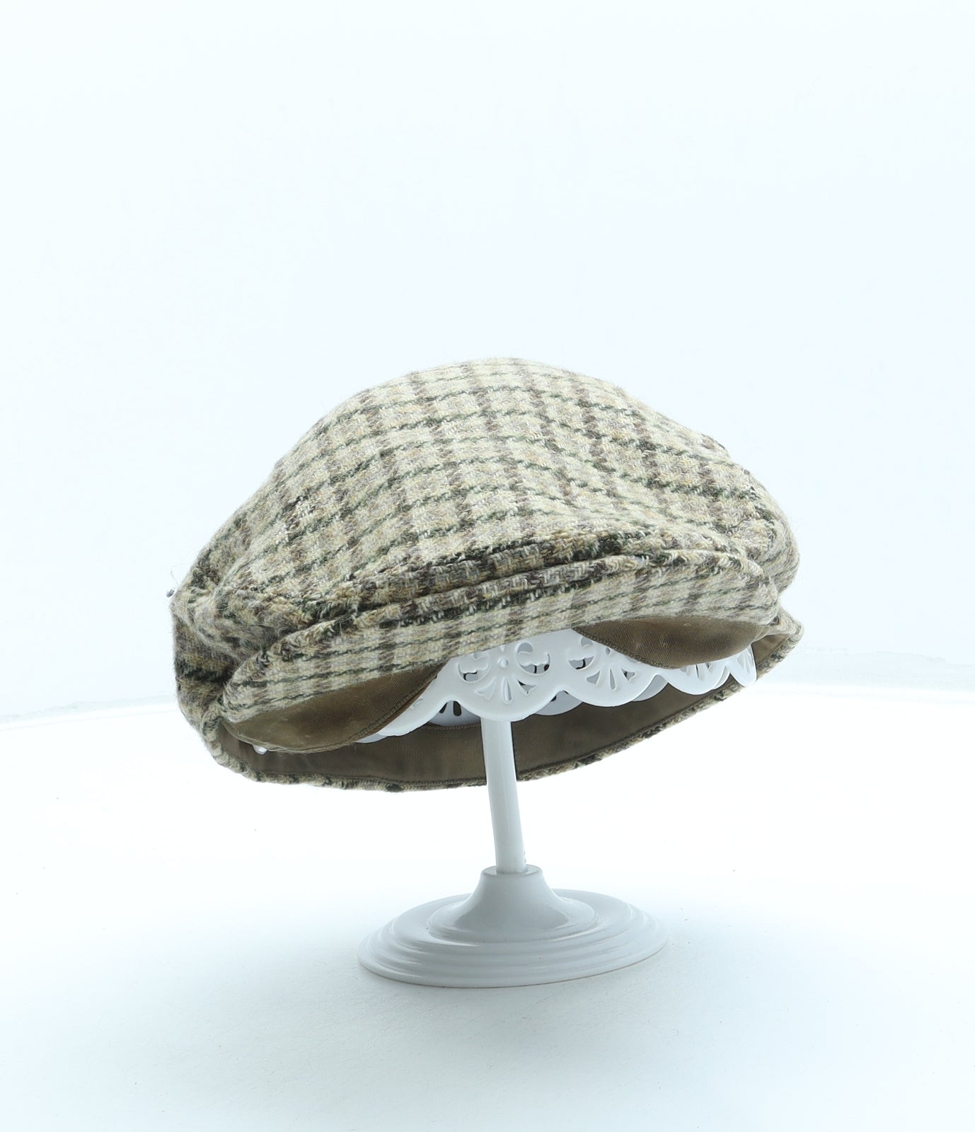 St Michael Mens Brown Plaid Polyester Flat Cap One Size