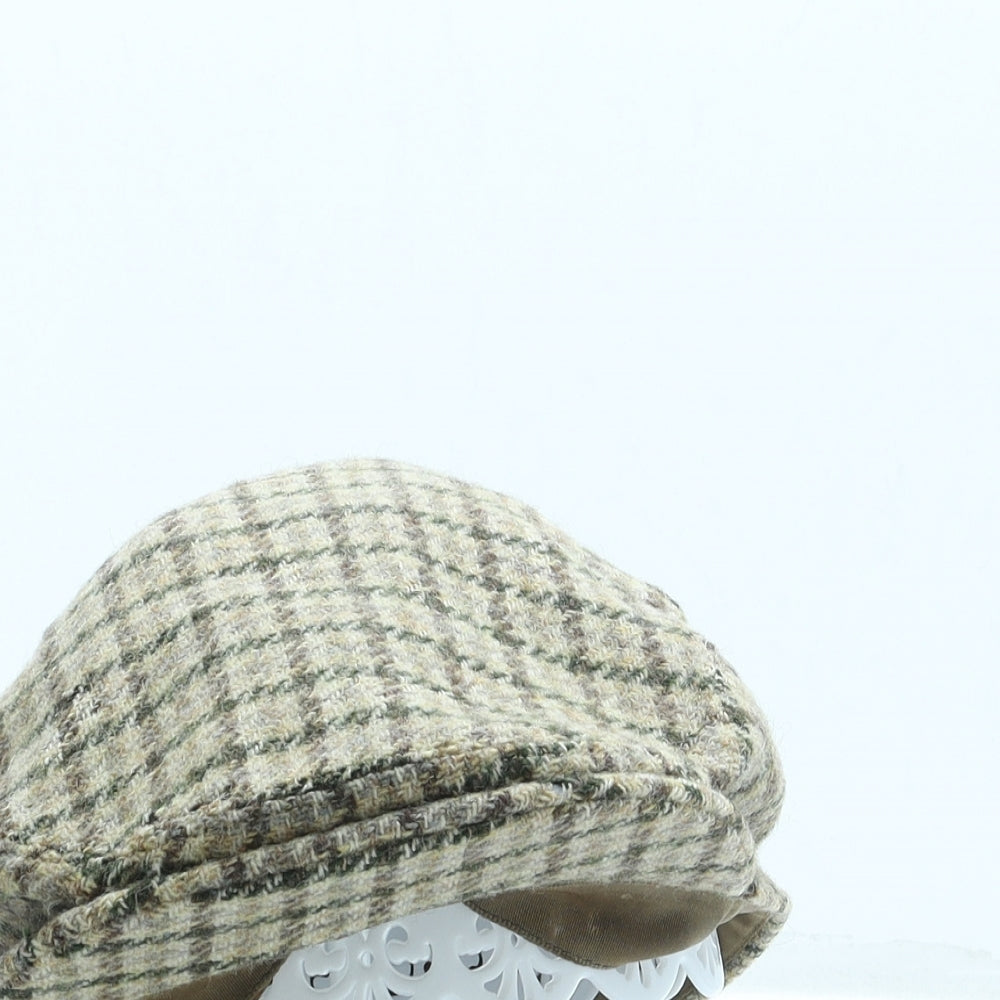 St Michael Mens Brown Plaid Polyester Flat Cap One Size