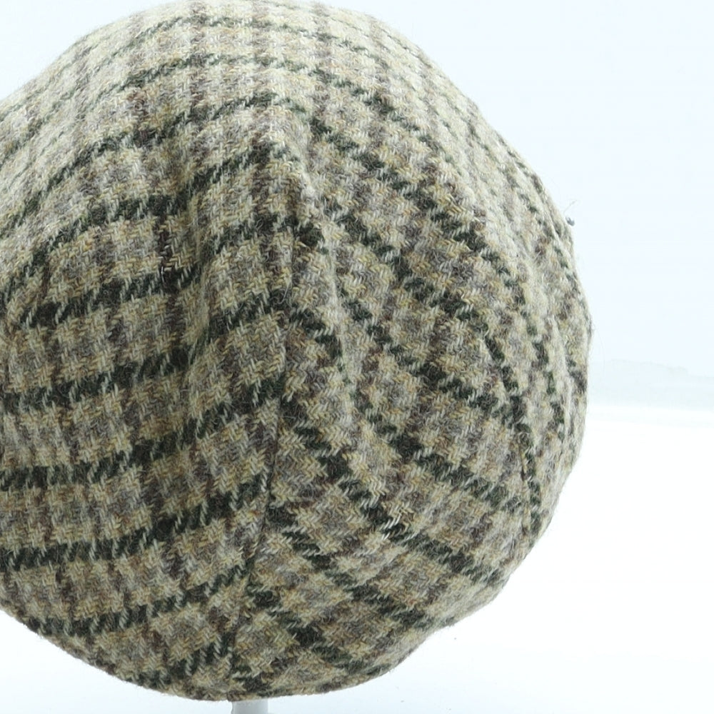 St Michael Mens Brown Plaid Polyester Flat Cap One Size