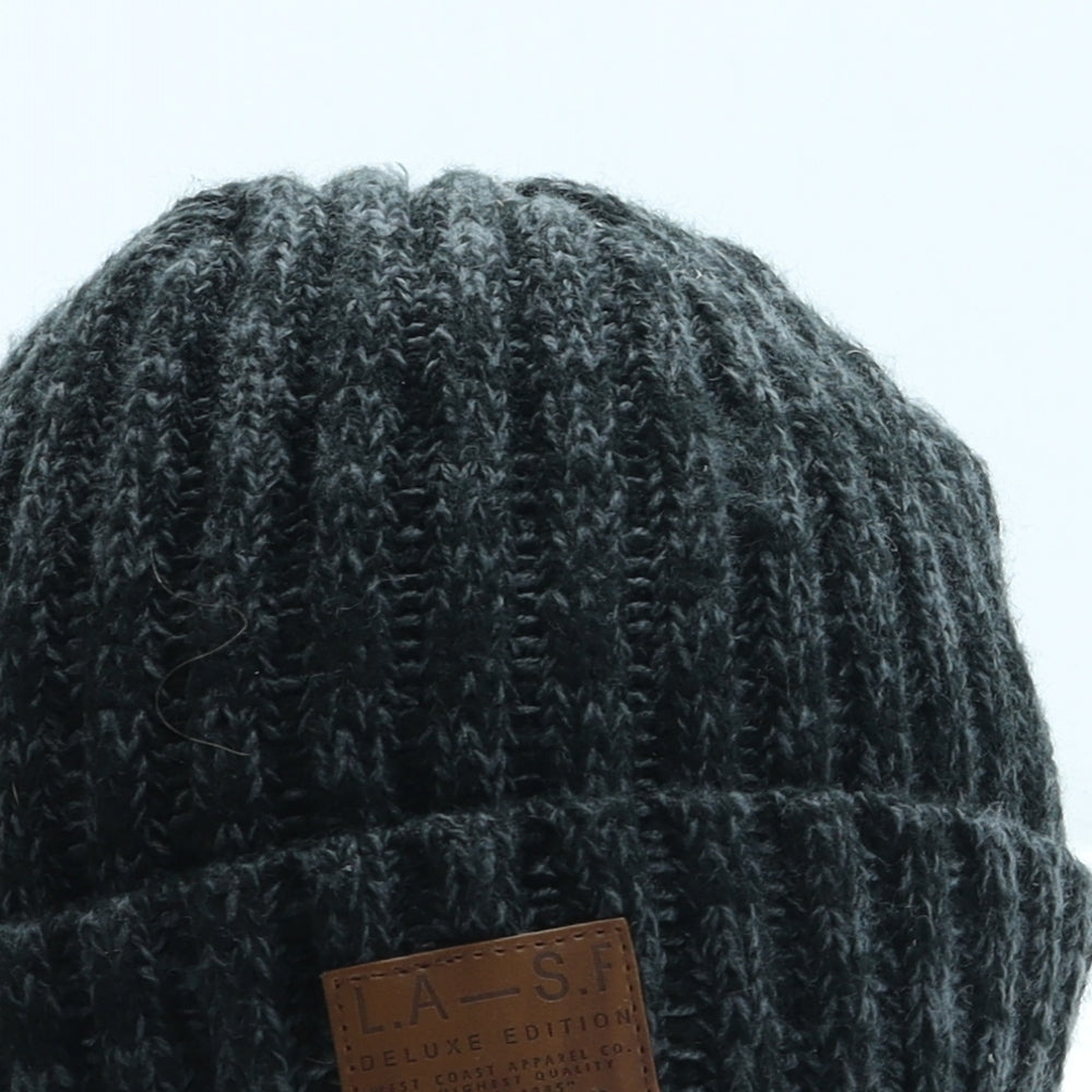LA to SF Mens Black Acrylic Beanie One Size