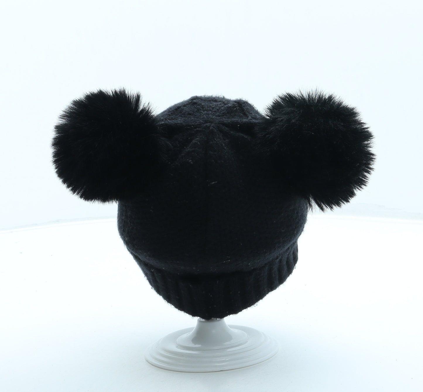 River Island Girls Black Viscose Bobble Hat One Size - Pom Pom