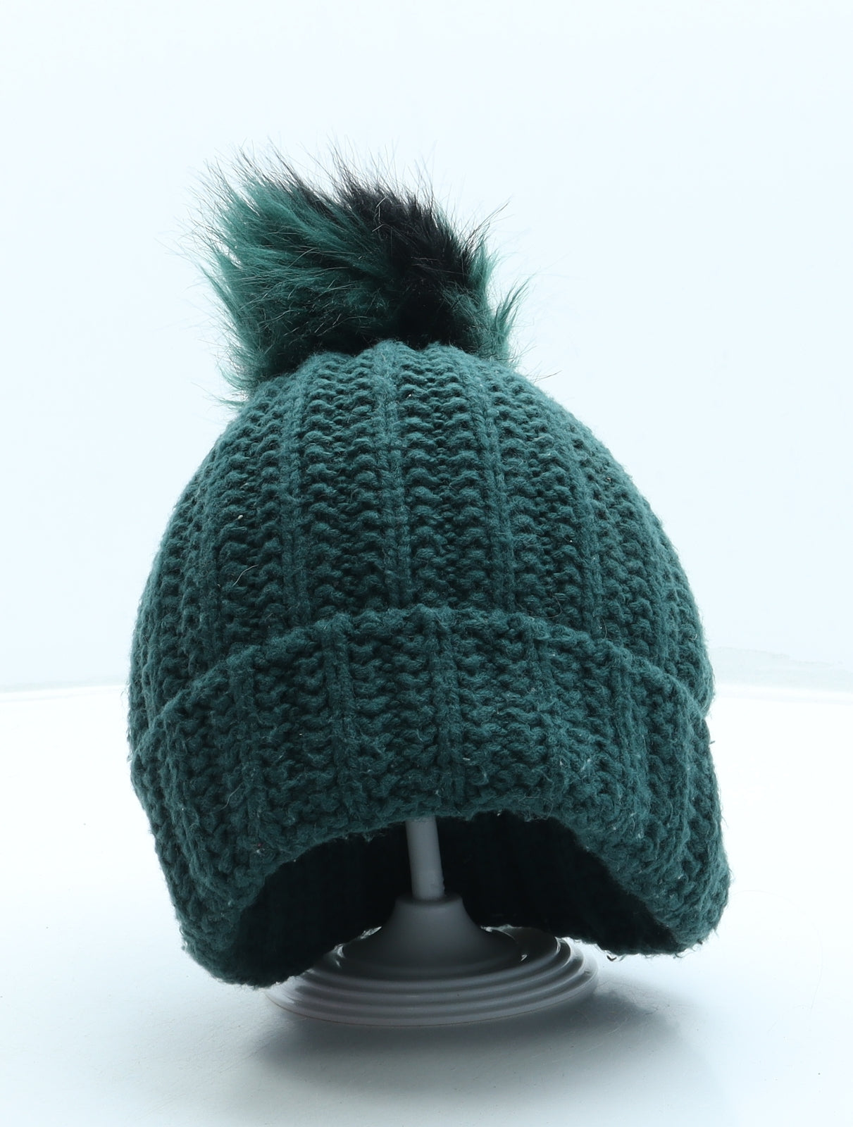 Primark Womens Green Acrylic Bobble Hat One Size - Pom Pom