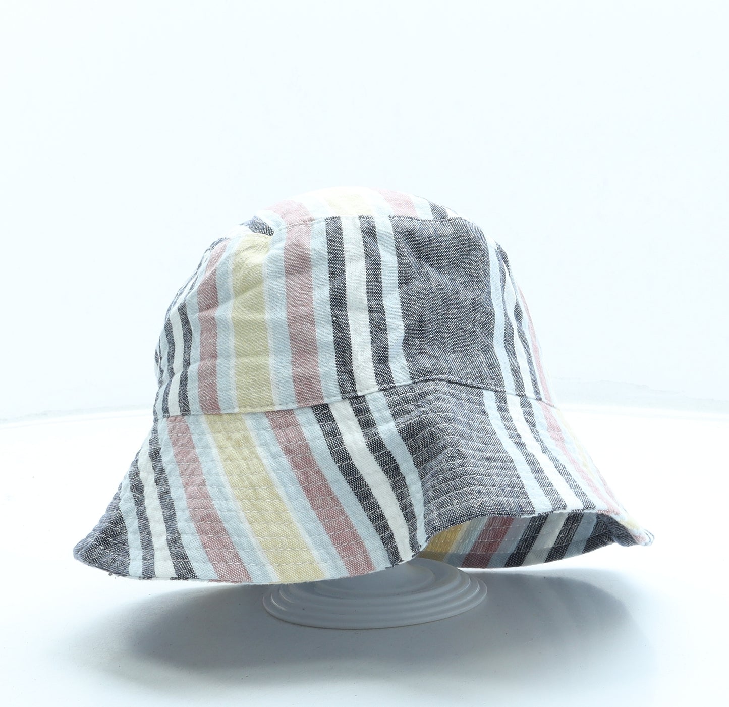 Dunnes Womens Blue Striped Cotton Bucket Hat One Size