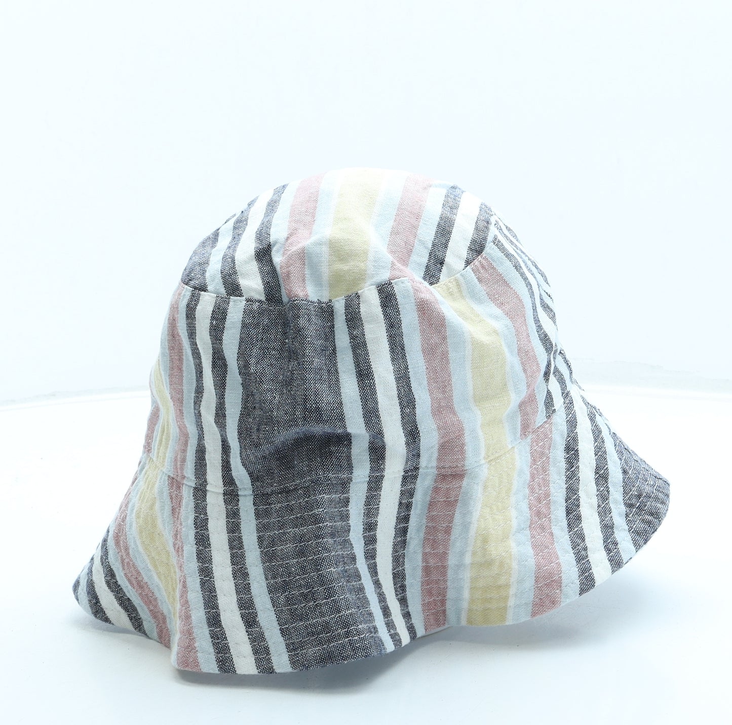 Dunnes Womens Blue Striped Cotton Bucket Hat One Size