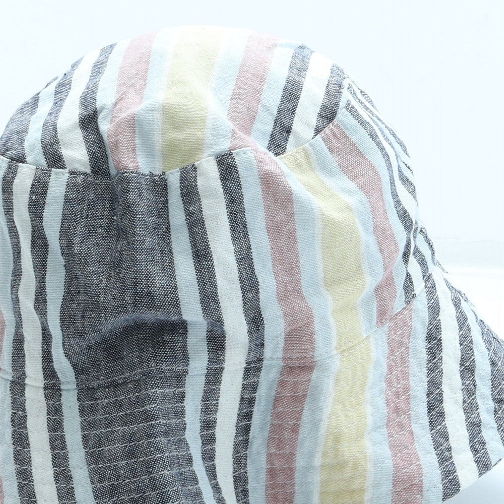 Dunnes Womens Blue Striped Cotton Bucket Hat One Size