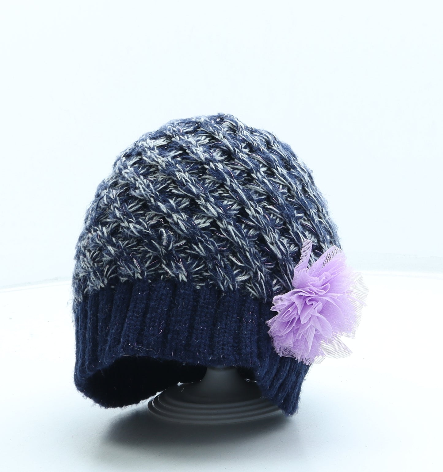 Horseware Girls Blue Acrylic Beanie One Size - Flower