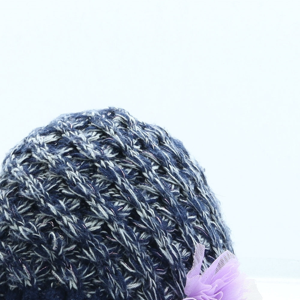 Horseware Girls Blue Acrylic Beanie One Size - Flower