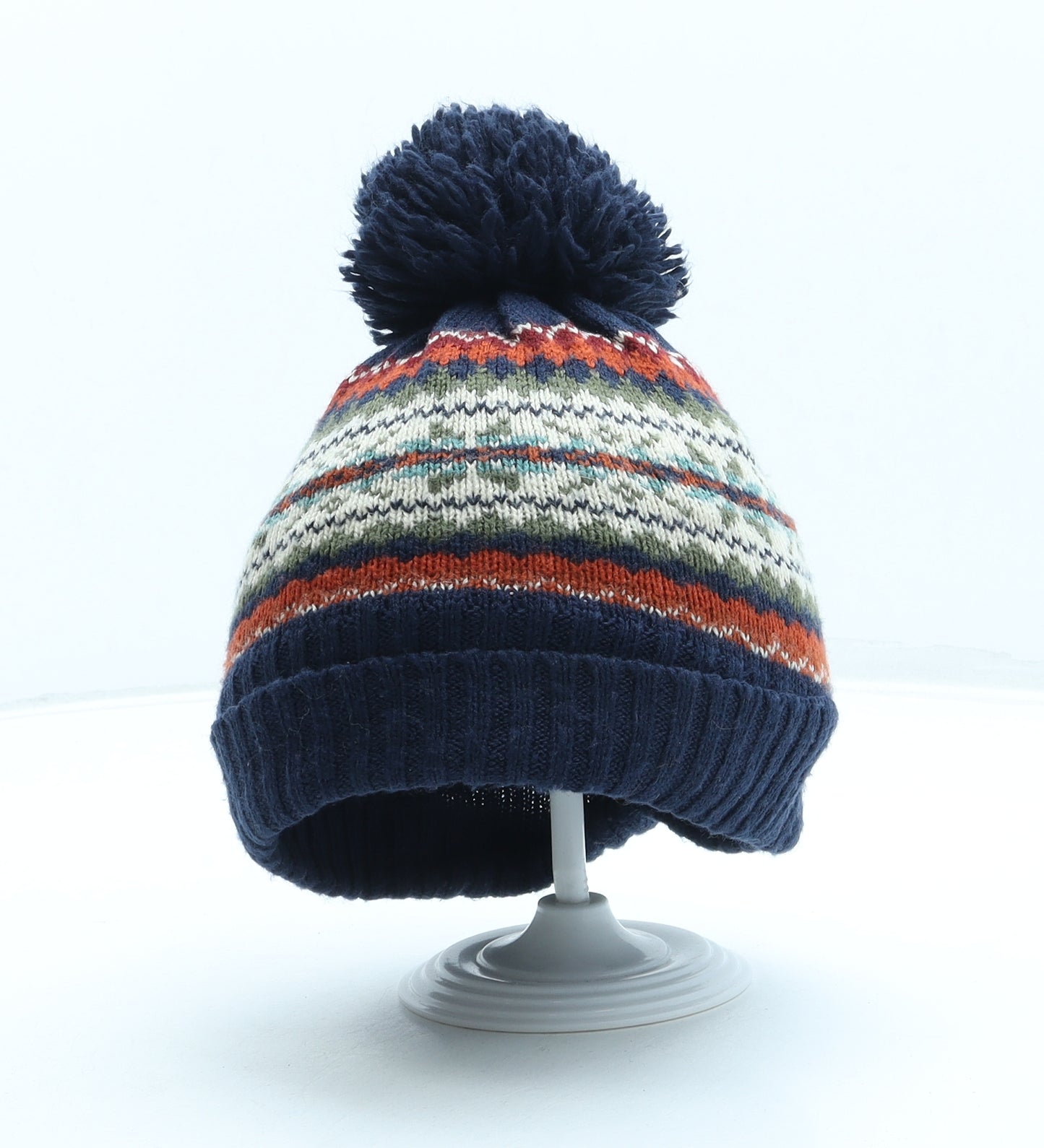 NEXT Boys Blue Fair Isle Acrylic Bobble Hat One Size - Pom Pom