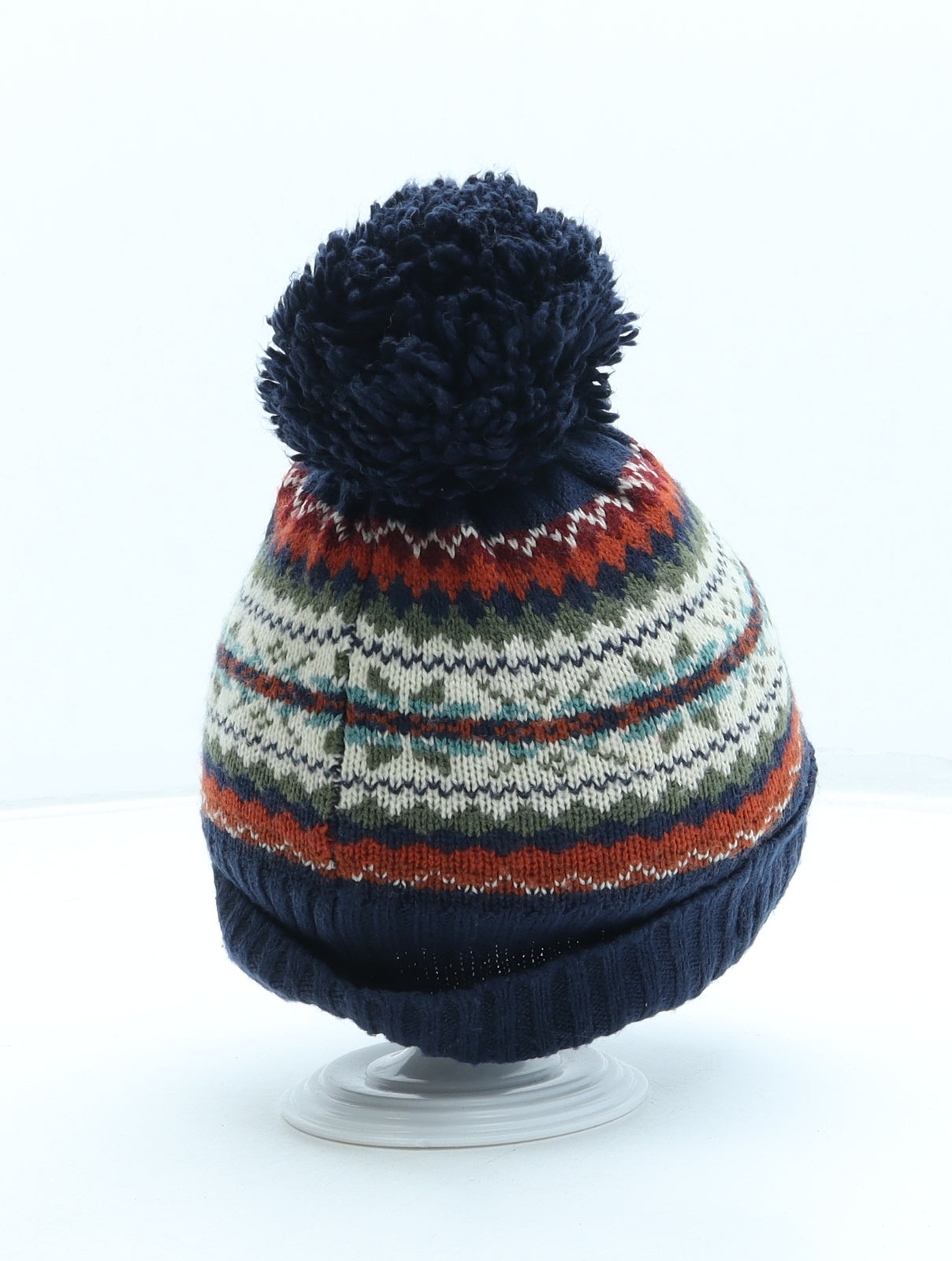 NEXT Boys Blue Fair Isle Acrylic Bobble Hat One Size - Pom Pom