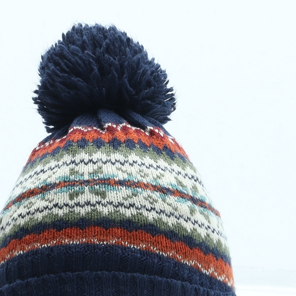 NEXT Boys Blue Fair Isle Acrylic Bobble Hat One Size - Pom Pom