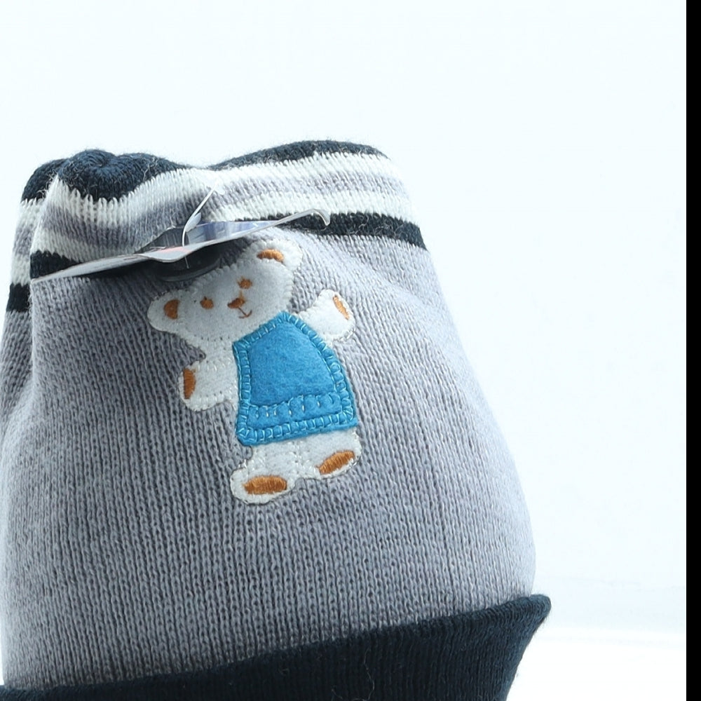 Storm Warmers Boys Grey Acrylic Bobble Hat One Size - Teddy Bear