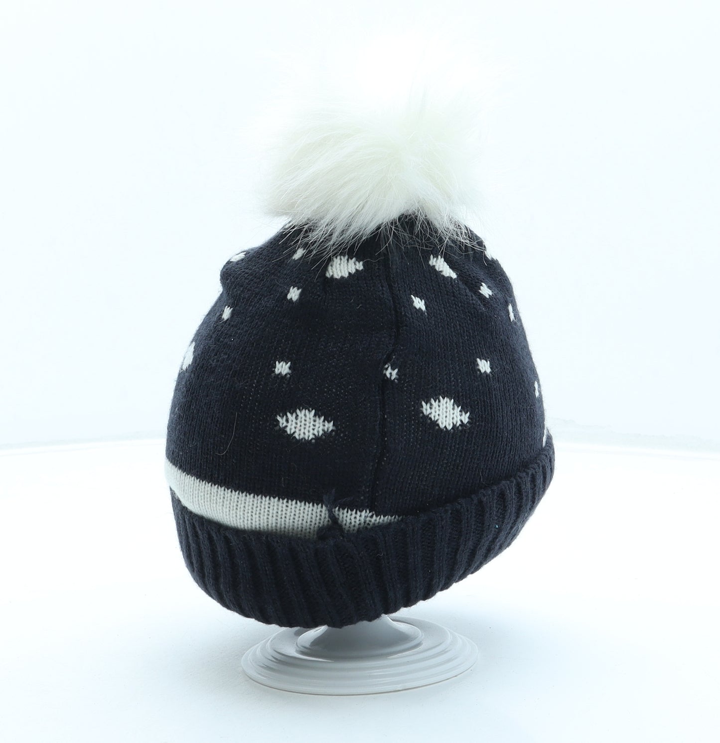 Atmosphere Womens Blue Acrylic Bobble Hat One Size - Robin