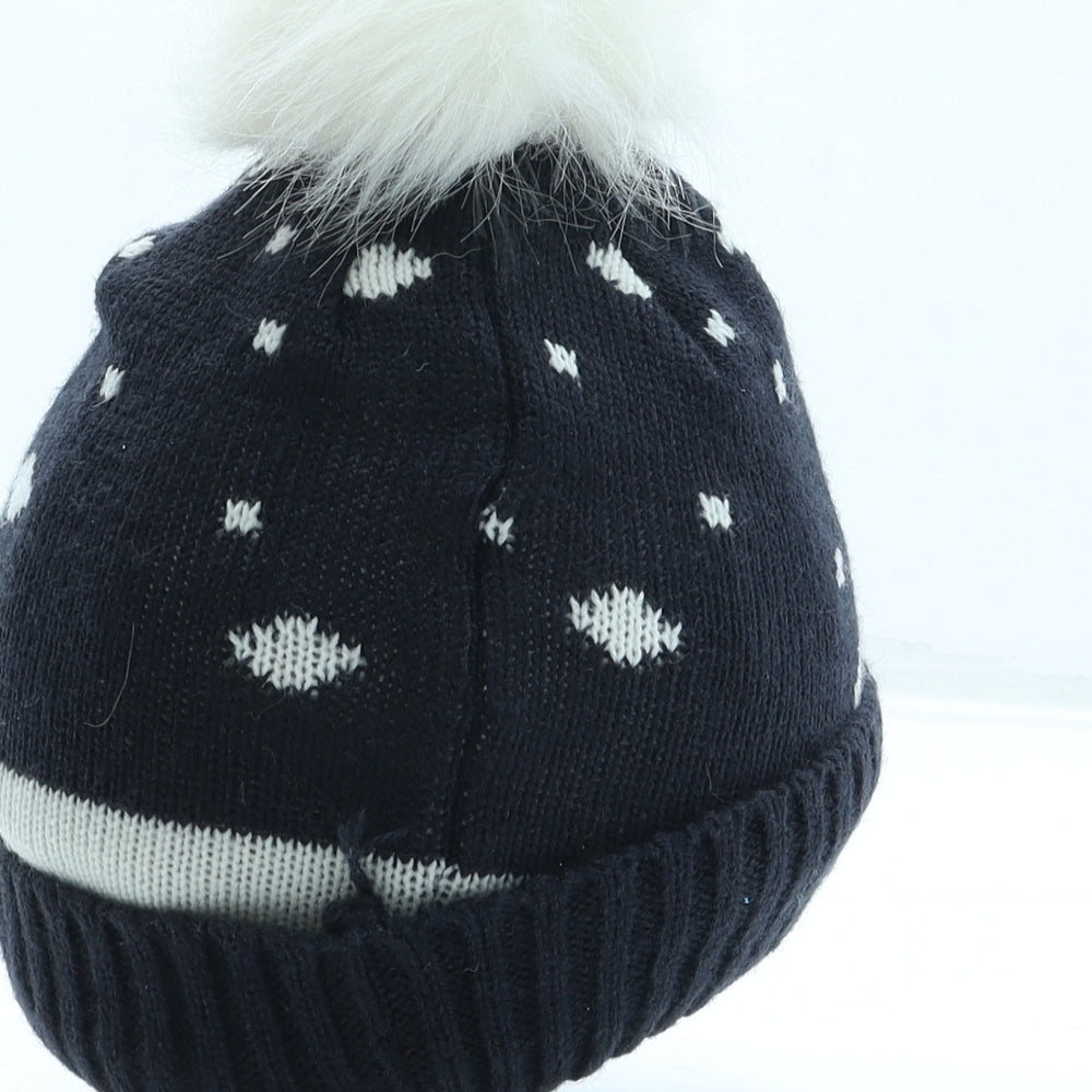 Atmosphere Womens Blue Acrylic Bobble Hat One Size - Robin
