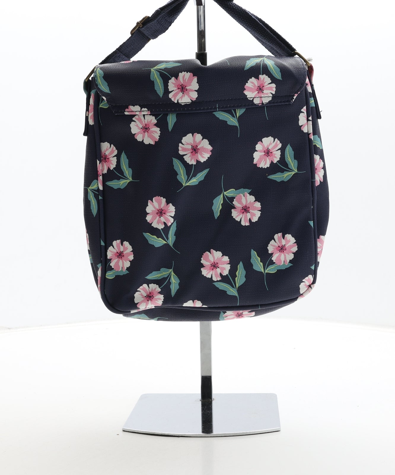 Nicole Brown Womens Navy Floral Polyurethane Crossbody Size Medium