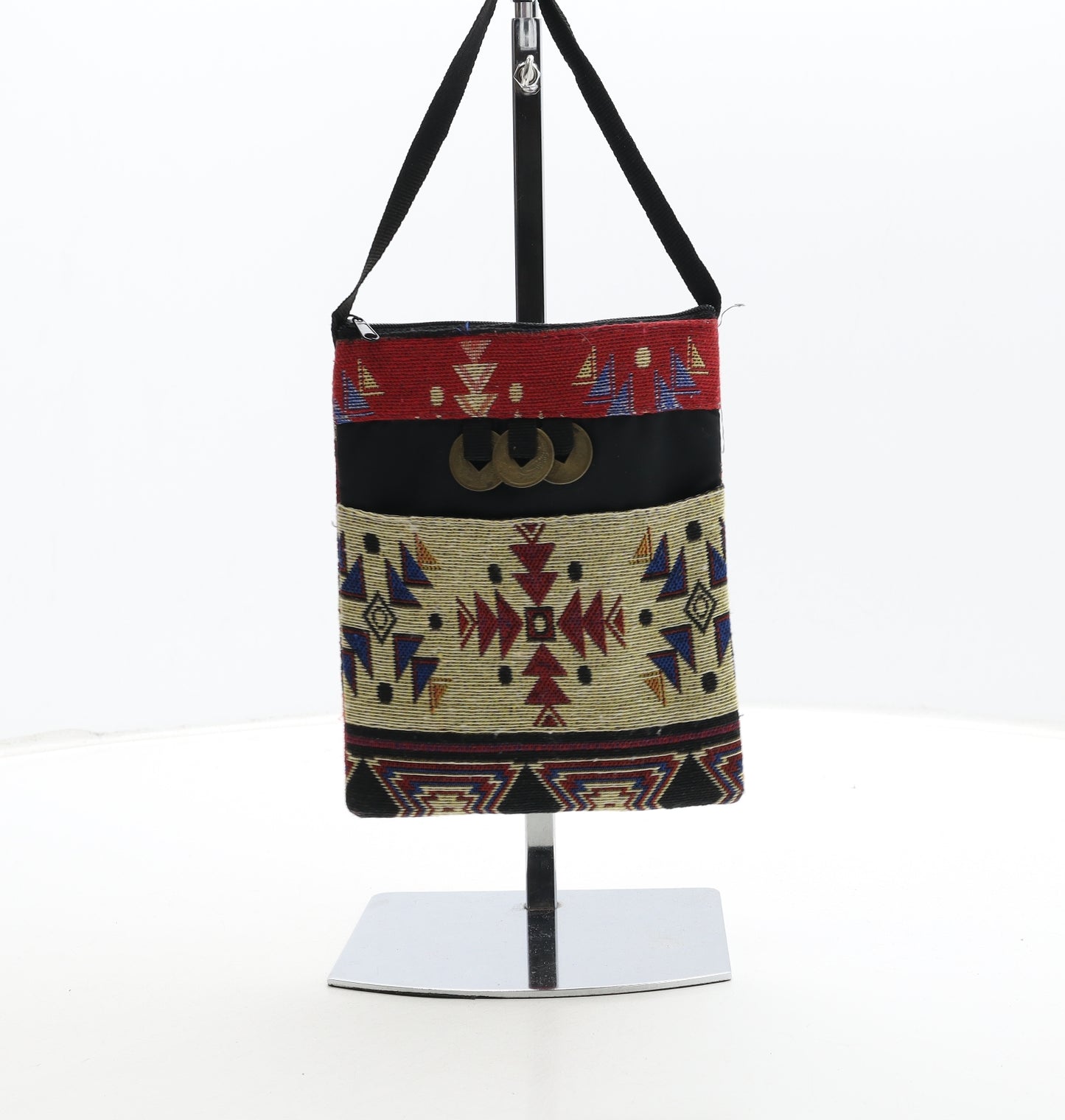 Preworn Womens Multicoloured Geometric Polyester Crossbody Size Small