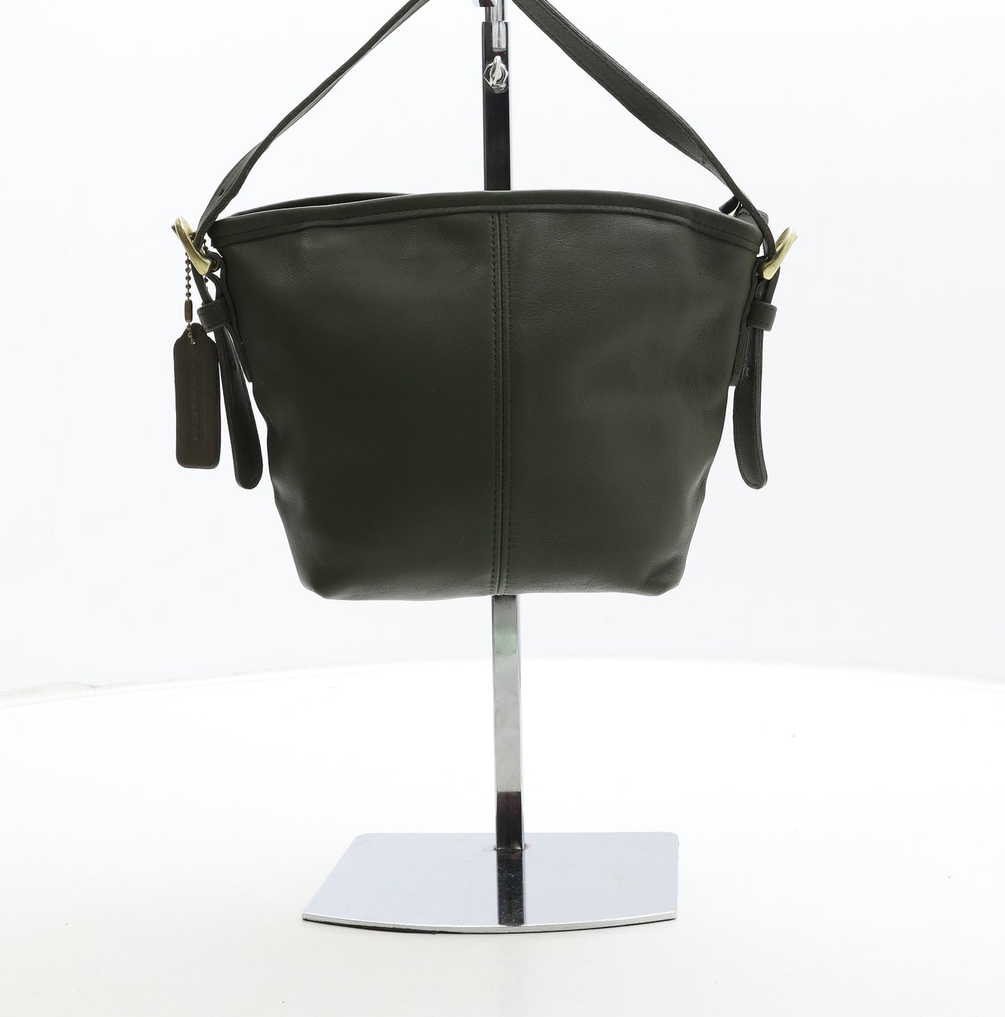 Coach Womens Green Leather Shoulder Bag Size Small