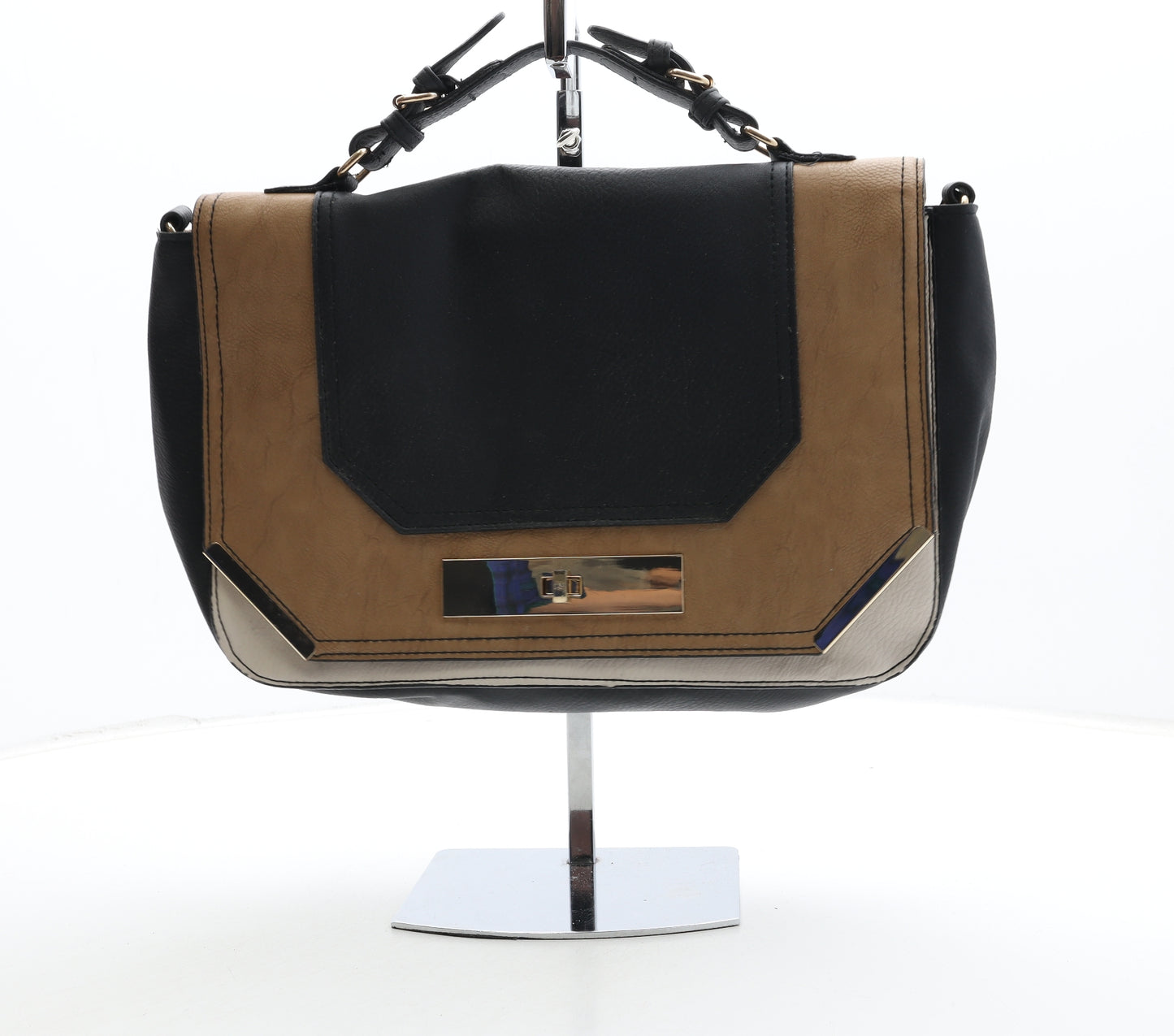 New Look Womens Multicoloured Colorblock Polyurethane Satchel Size Medium