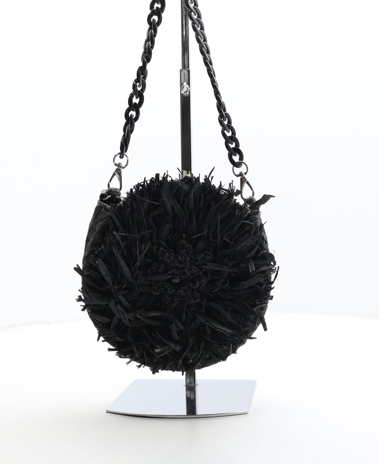 Kbas Womens Black Raffia Crossbody Size Small - Flower Detail