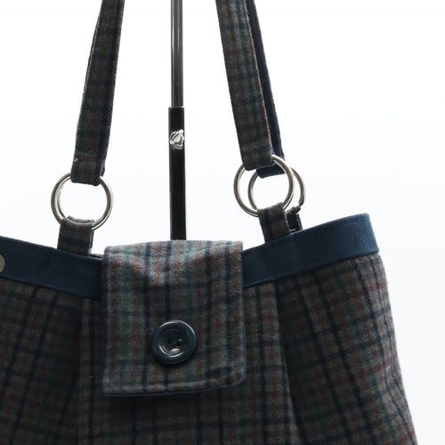 Earth Squared Womens Multicoloured Plaid Polyester Shoulder Bag Size Medium