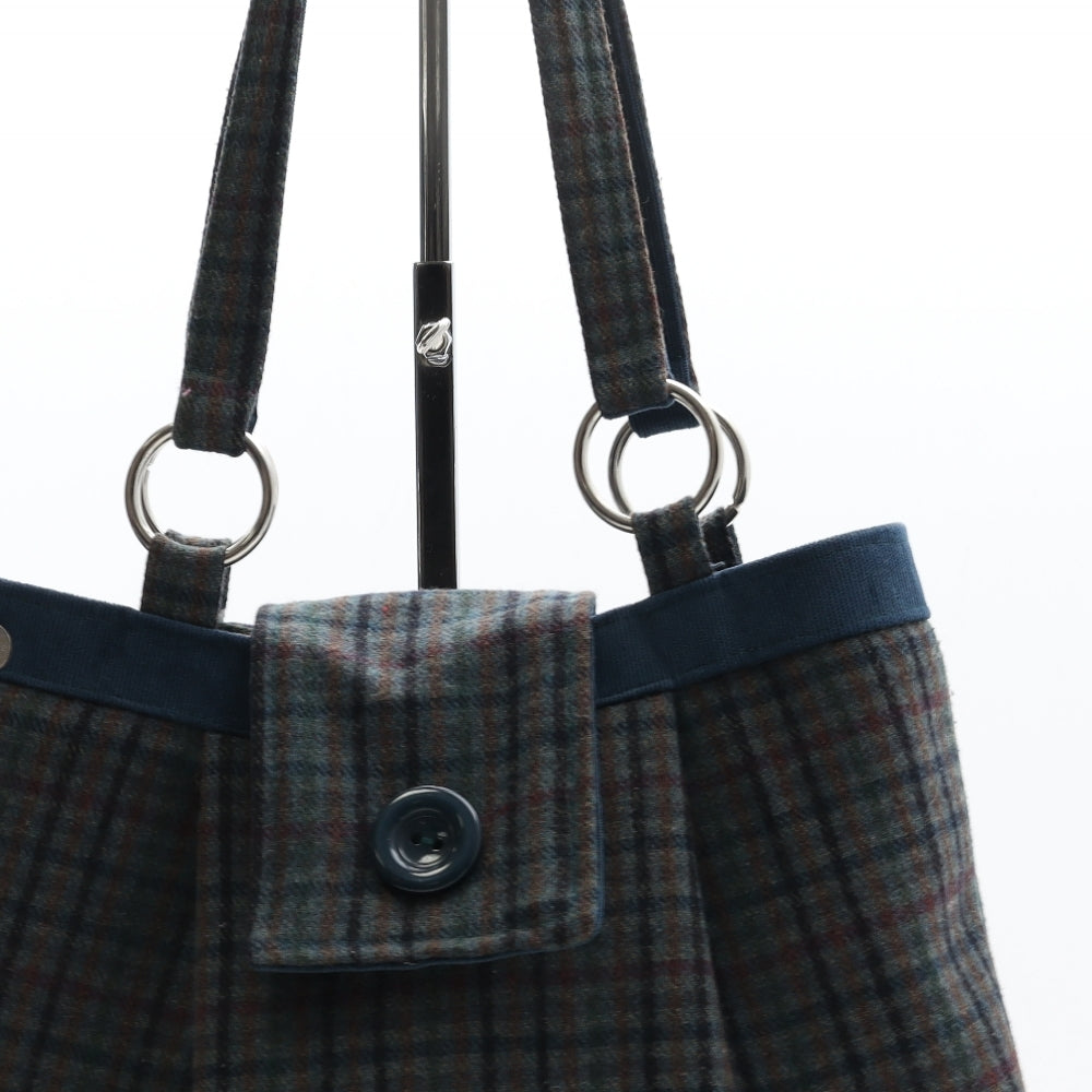 Earth Squared Womens Multicoloured Plaid Polyester Shoulder Bag Size Medium