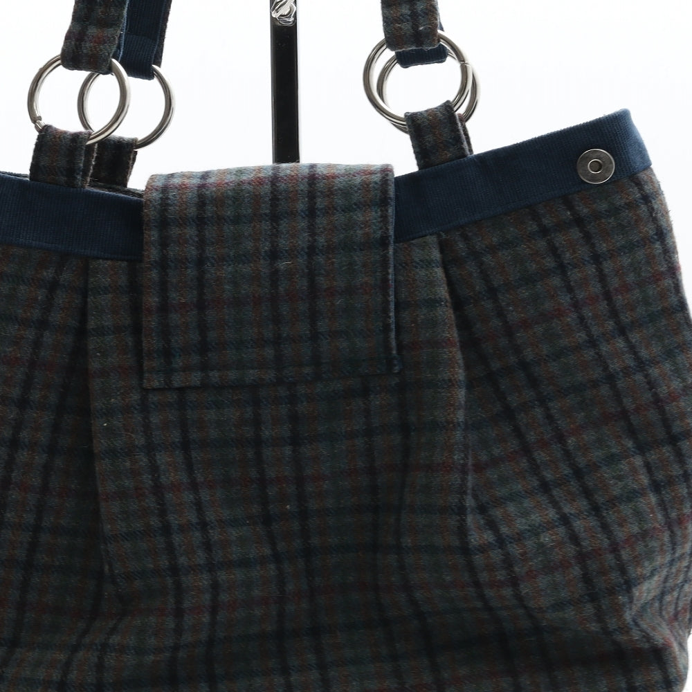 Earth Squared Womens Multicoloured Plaid Polyester Shoulder Bag Size Medium