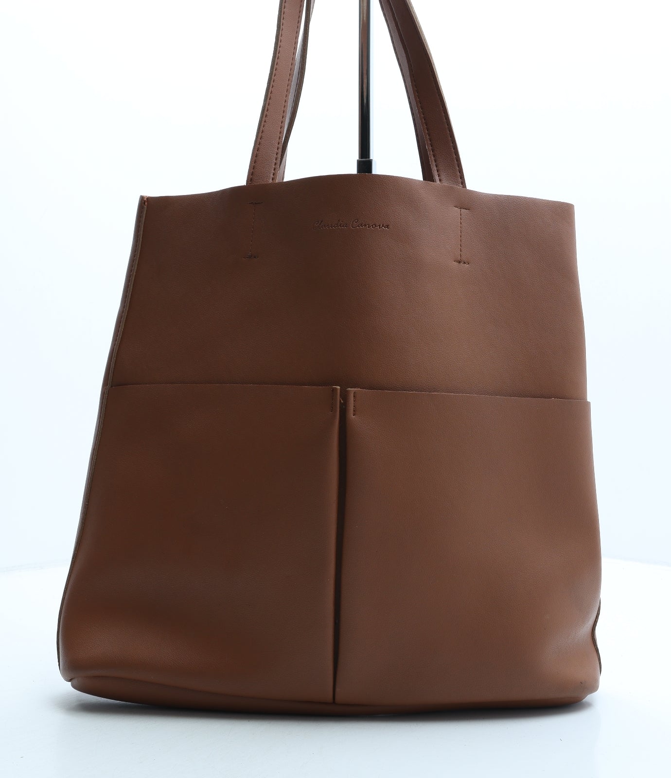 Claudia Canova Womens Brown Polyurethane Top Handle Bag Size Large