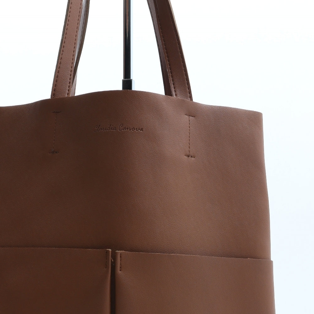 Claudia Canova Womens Brown Polyurethane Top Handle Bag Size Large