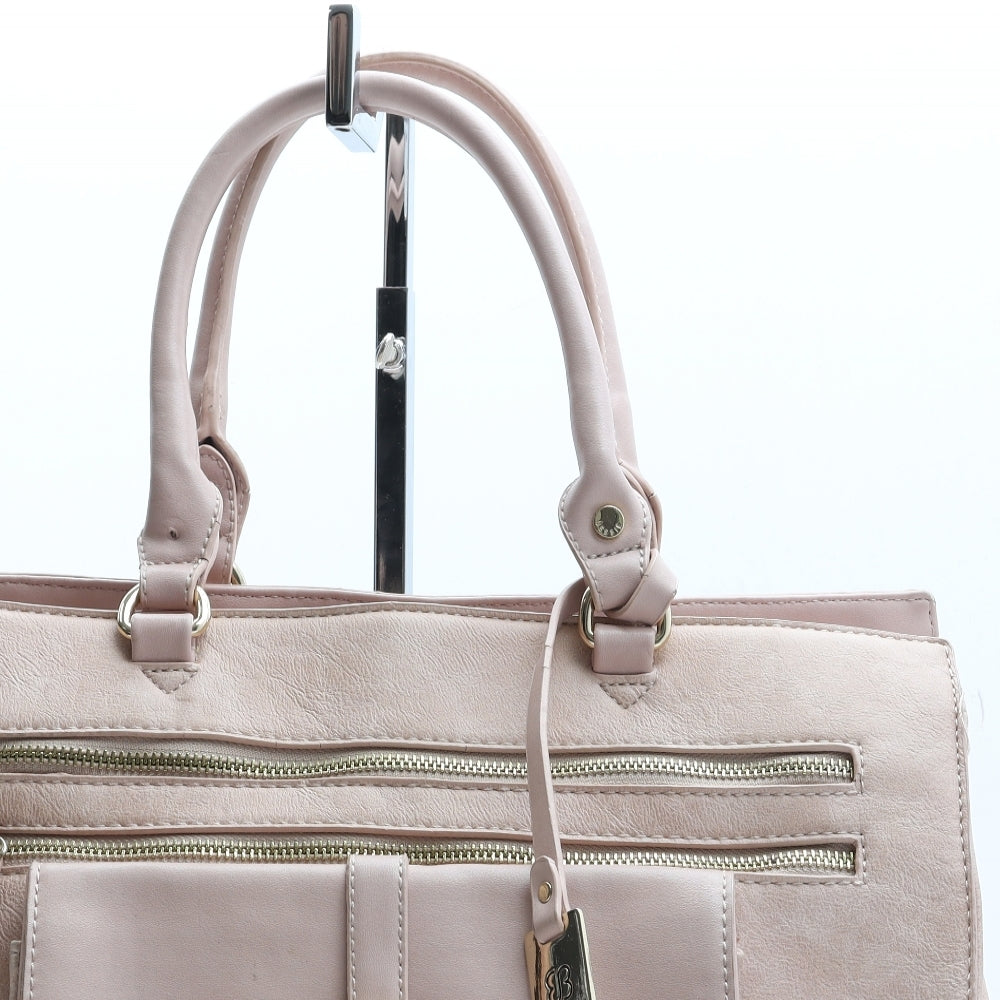 Bessie London Womens Pink Polyurethane Top Handle Bag Size Medium