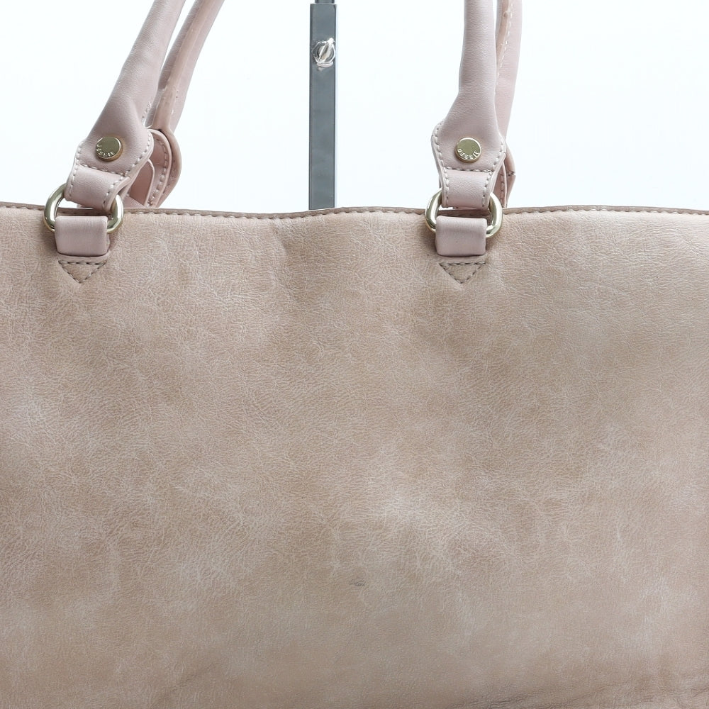 Bessie London Womens Pink Polyurethane Top Handle Bag Size Medium