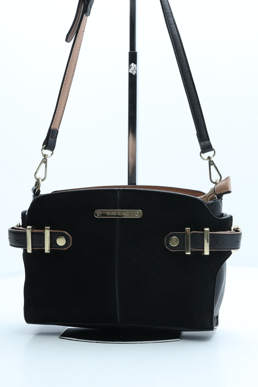 River Island Womens Black Polyurethane Crossbody Size Small