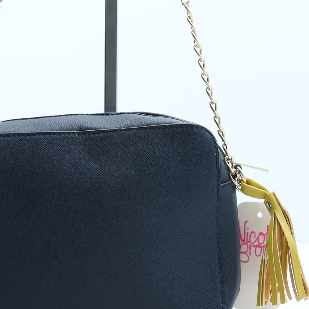 Nicole Brown Womens Blue Polyurethane Crossbody Size Small