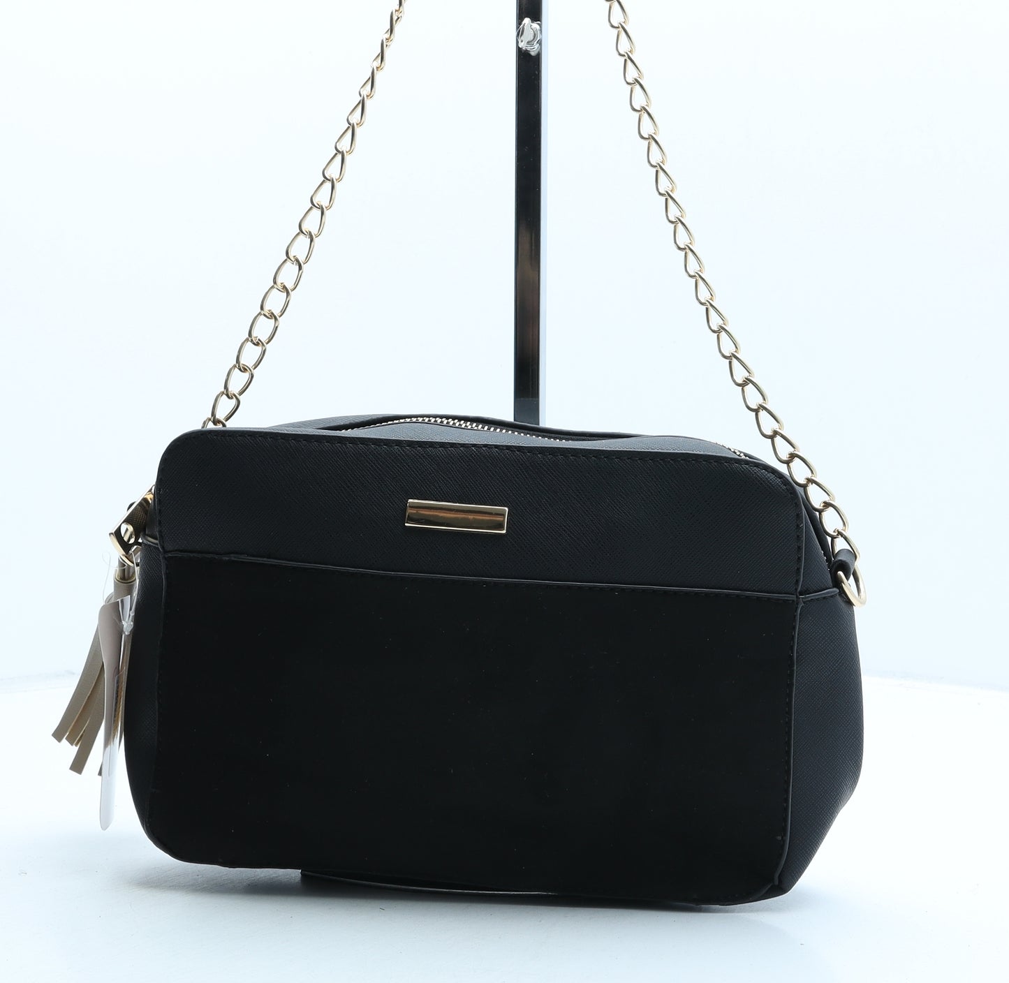 Nicole Brown Womens Black Polyester Crossbody Size Small