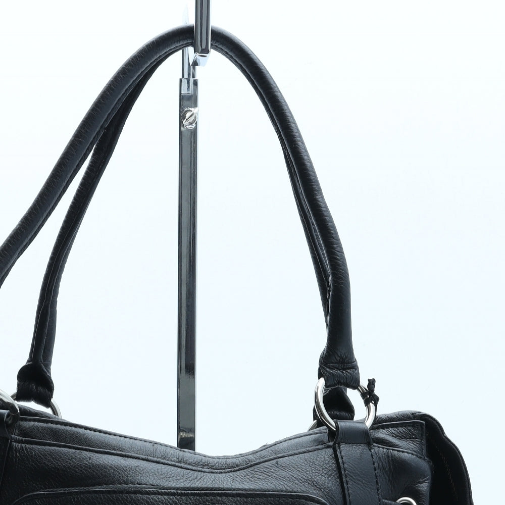 Tula Womens Black Polyurethane Top Handle Bag Size Medium