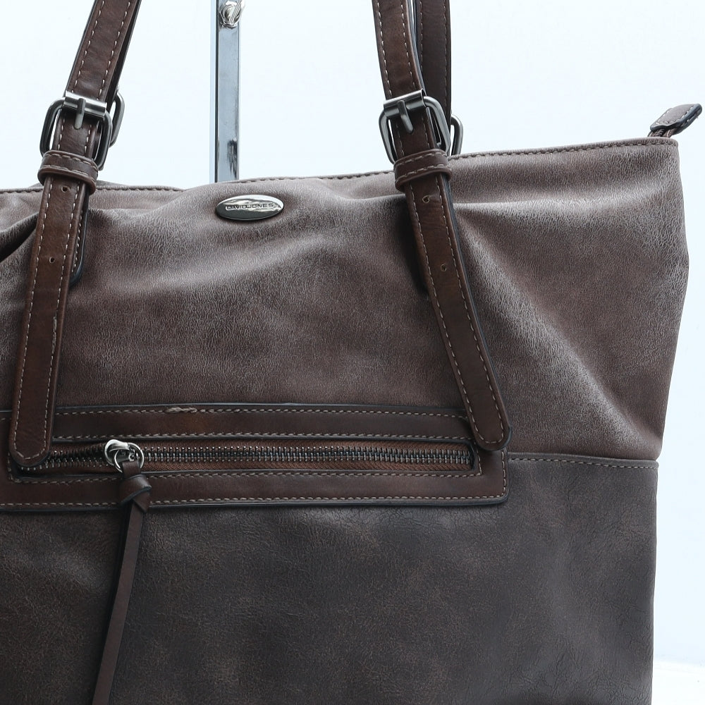 David Jones Womens Brown Polyurethane Tote Size Large