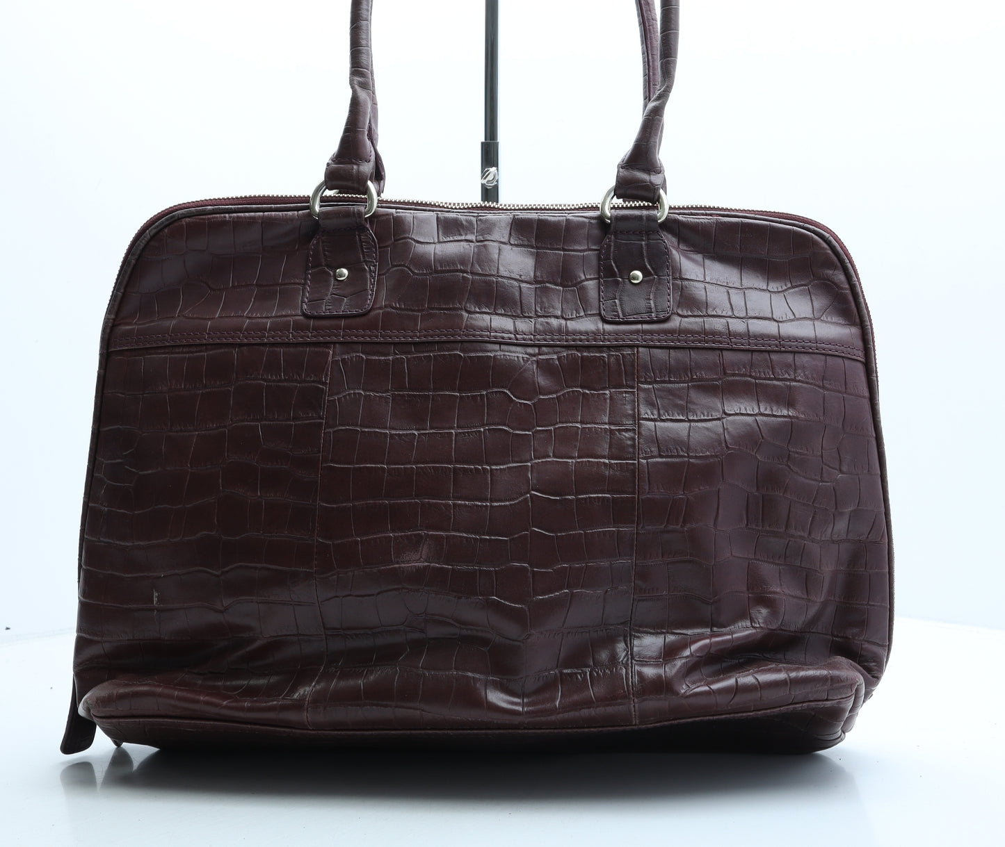 Paul Costelloe Womens Red Animal Print Leather Top Handle Bag Size Large - Croc Texture