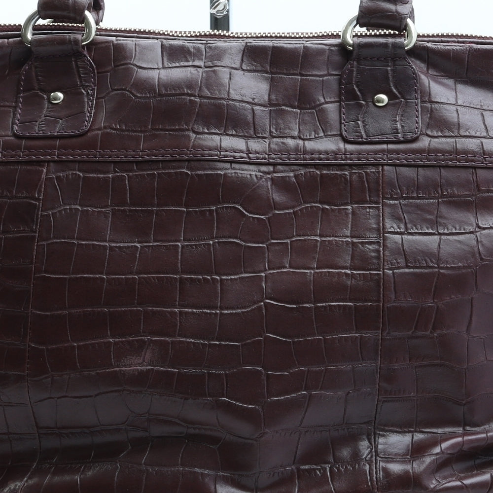 Paul Costelloe Womens Red Animal Print Leather Top Handle Bag Size Large - Croc Texture