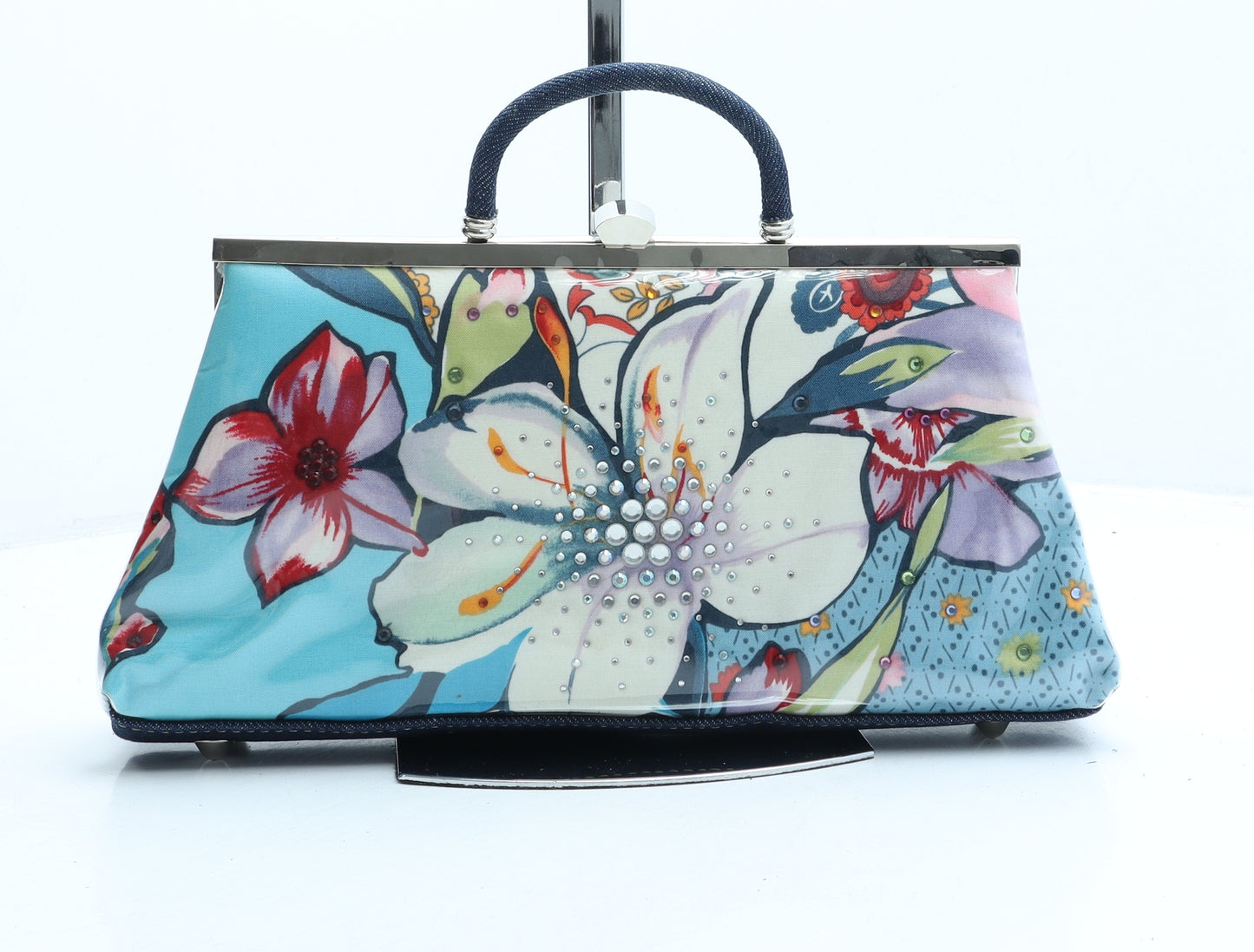 M.Andonia Womens Multicoloured Floral Plastic Top Handle Bag Size Small