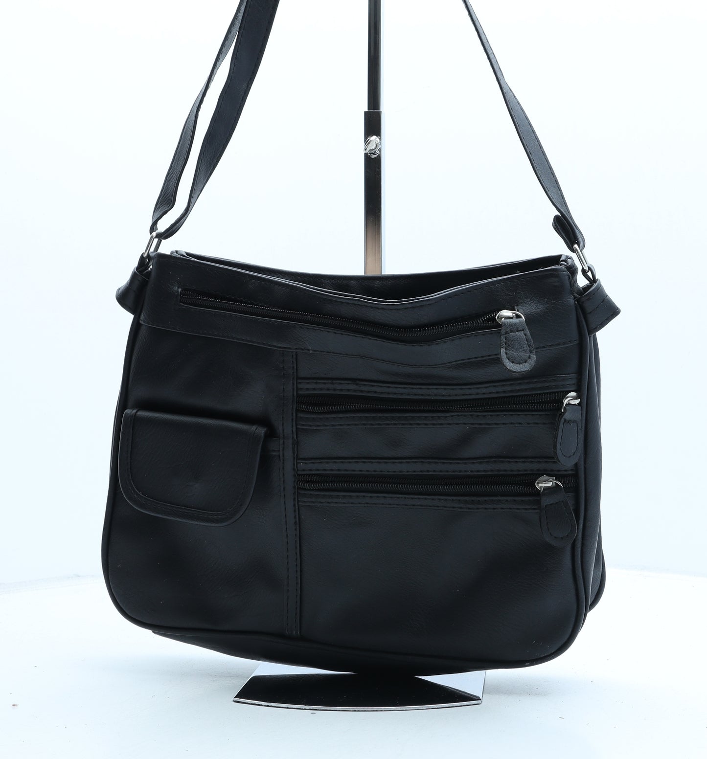Preworn Womens Black PVC Crossbody Size Medium