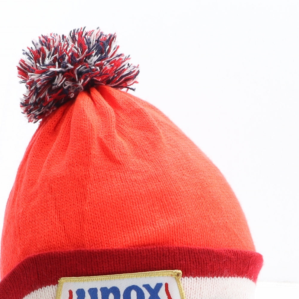 Unox Mens Red Striped Acrylic Beanie One Size