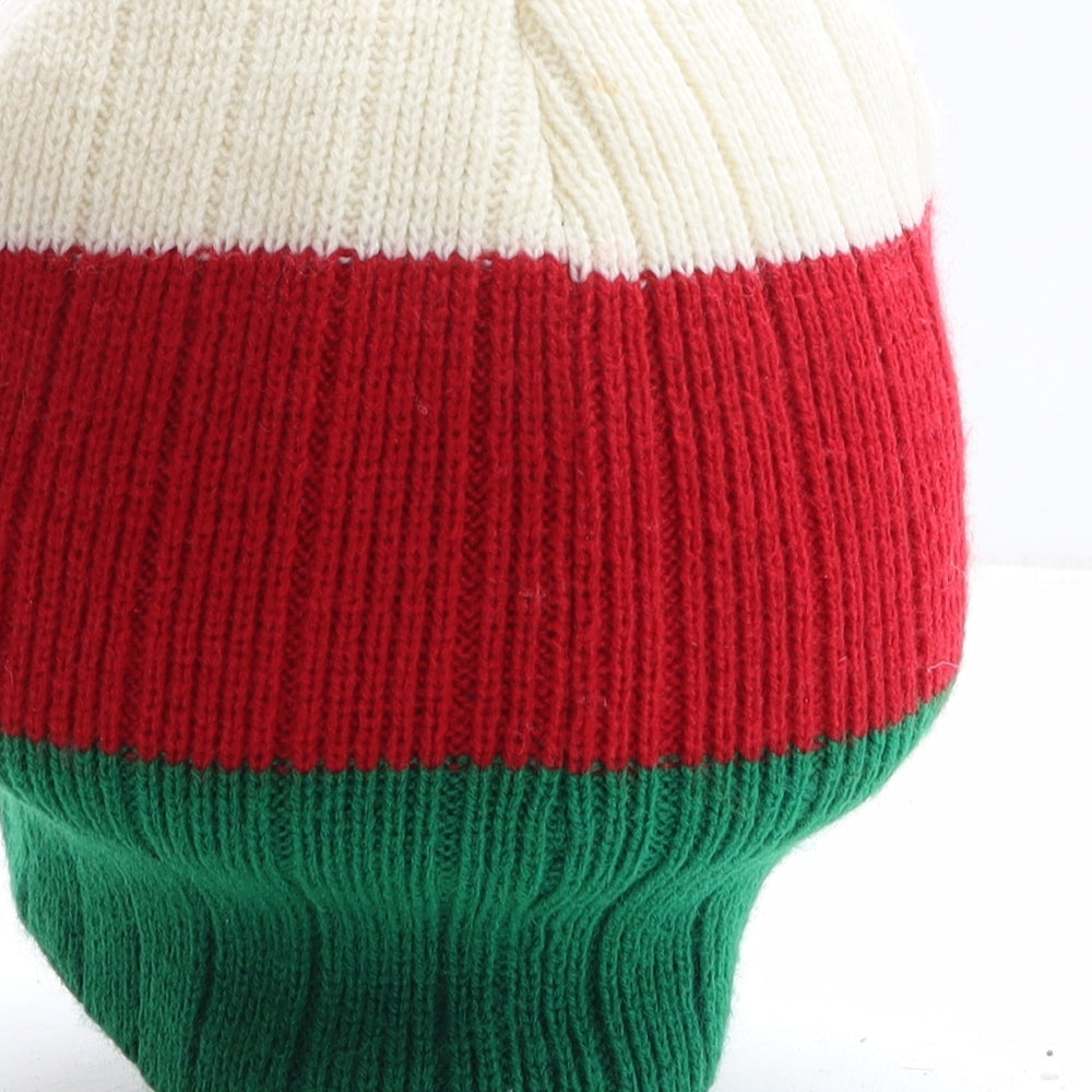 Wales Mens Multicoloured Striped Acrylic Beanie One Size - Welsh Dragon