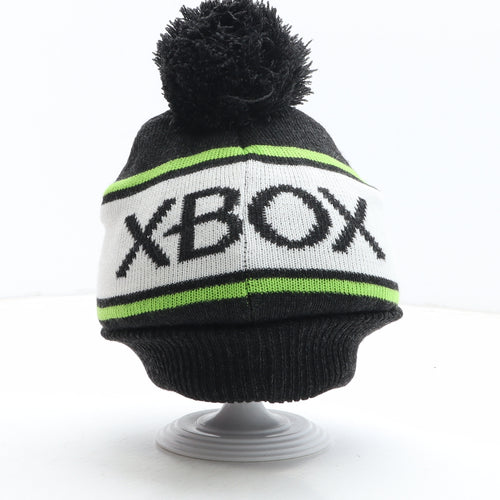 Primark Boys Black Colourblock Acrylic Bobble Hat One Size - XBOX