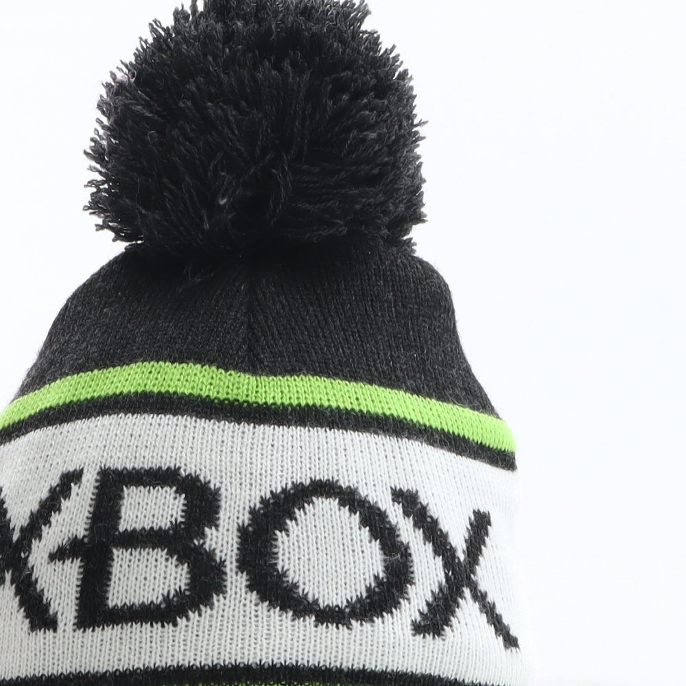 Primark Boys Black Colourblock Acrylic Bobble Hat One Size - XBOX