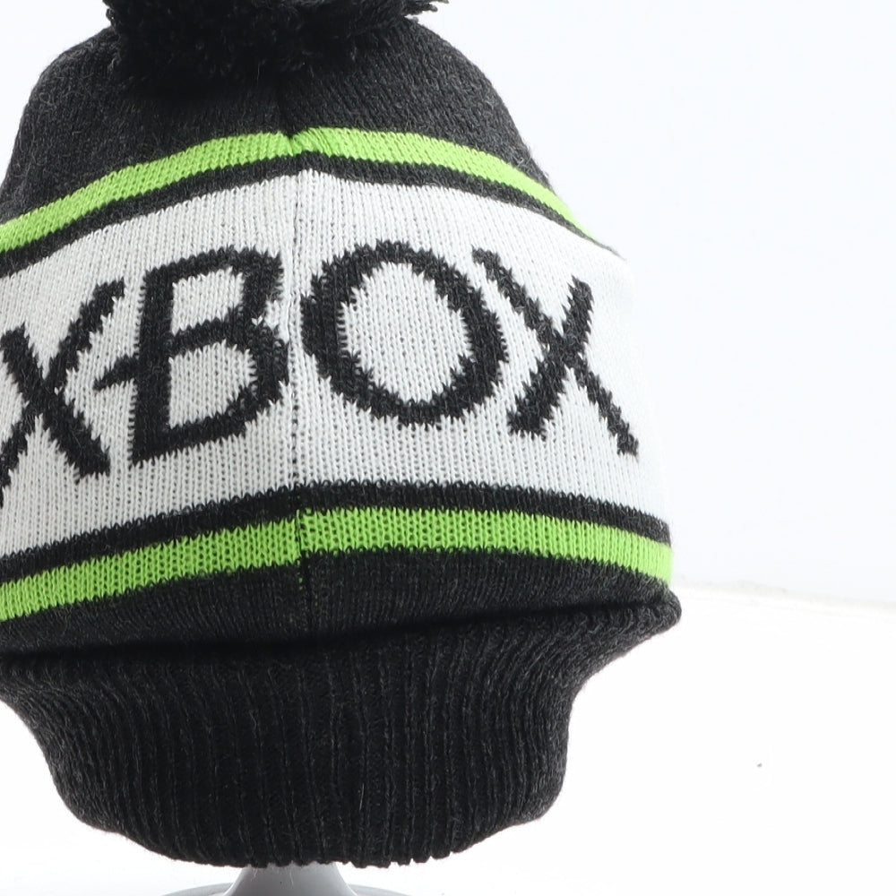 Primark Boys Black Colourblock Acrylic Bobble Hat One Size - XBOX