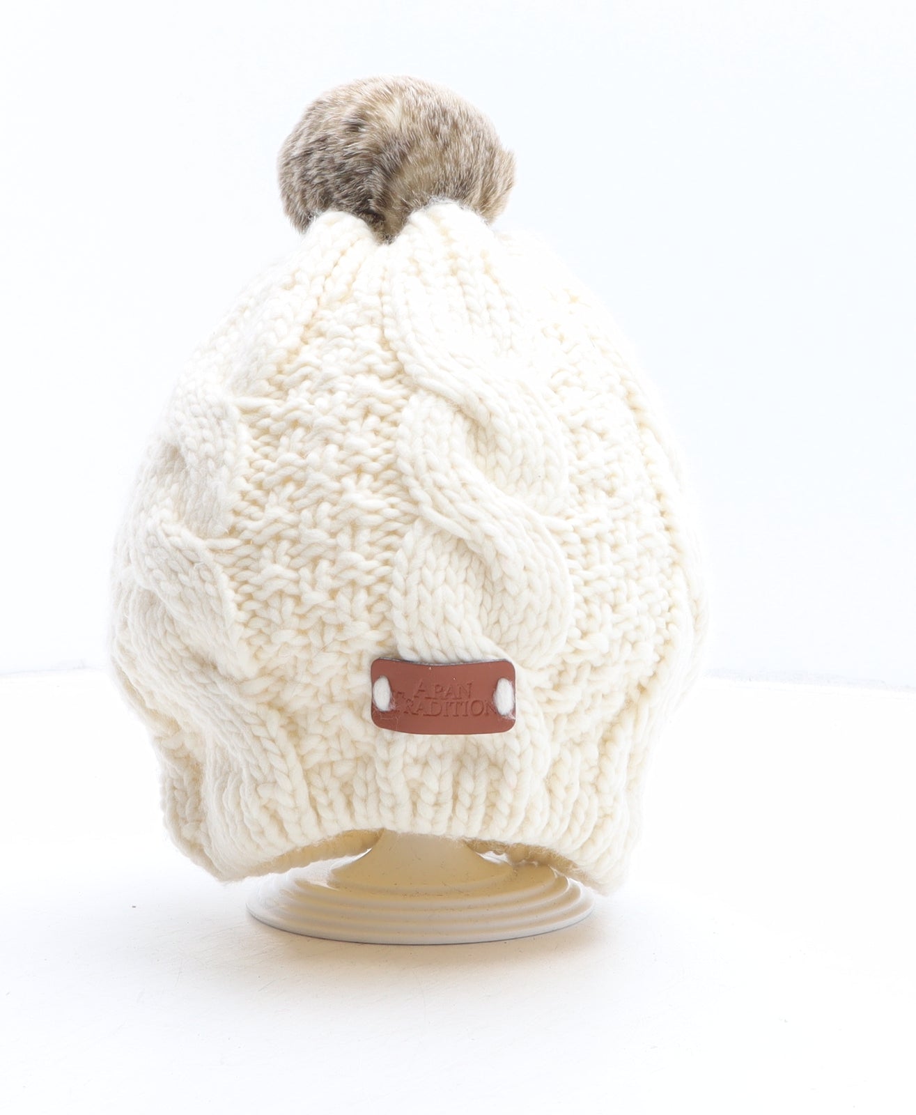 Aron Tradition Womens Ivory Acrylic Bobble Hat One Size