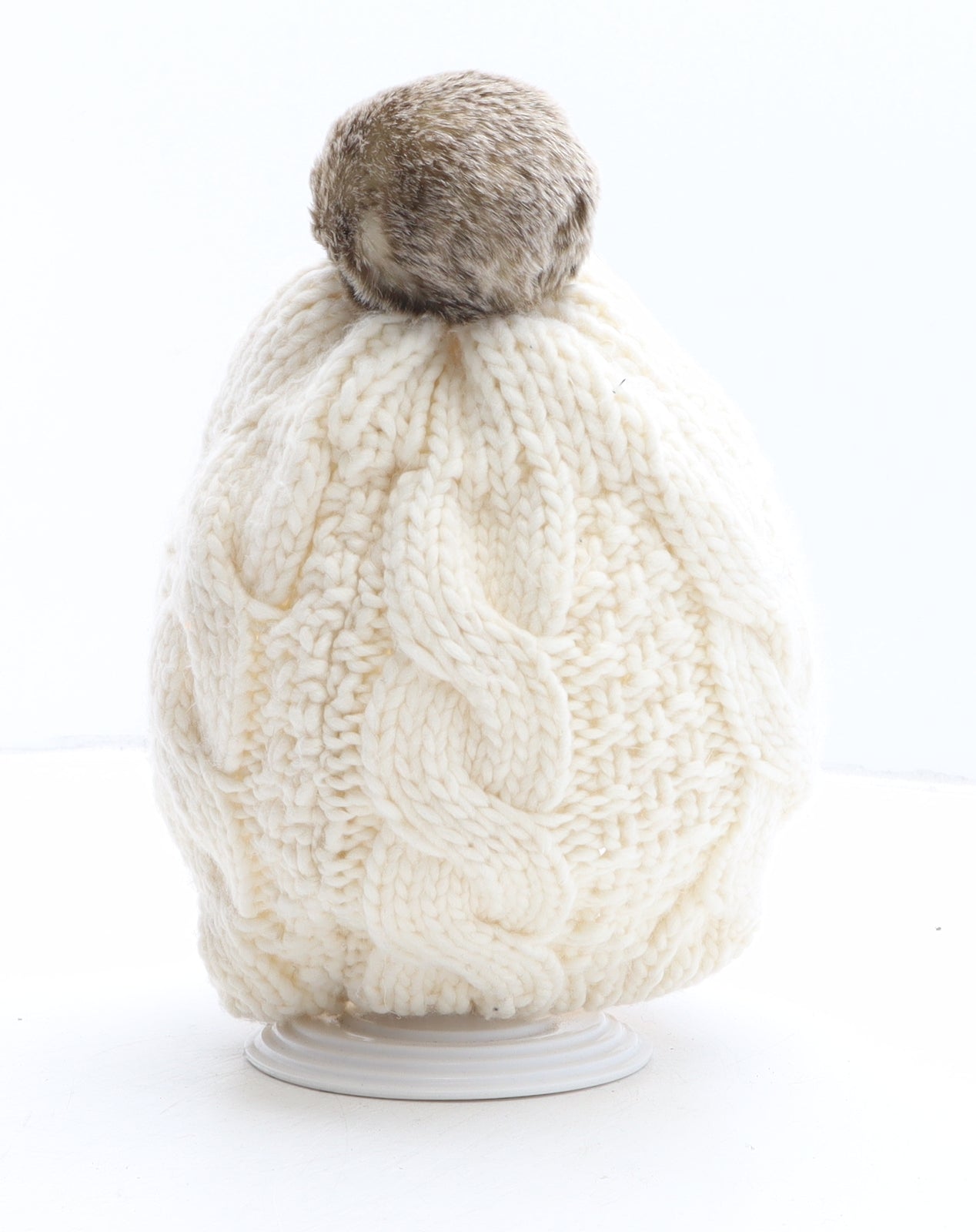 Aron Tradition Womens Ivory Acrylic Bobble Hat One Size