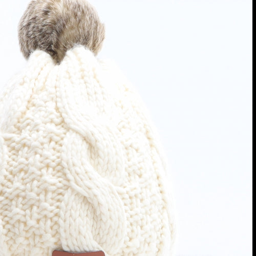 Aron Tradition Womens Ivory Acrylic Bobble Hat One Size