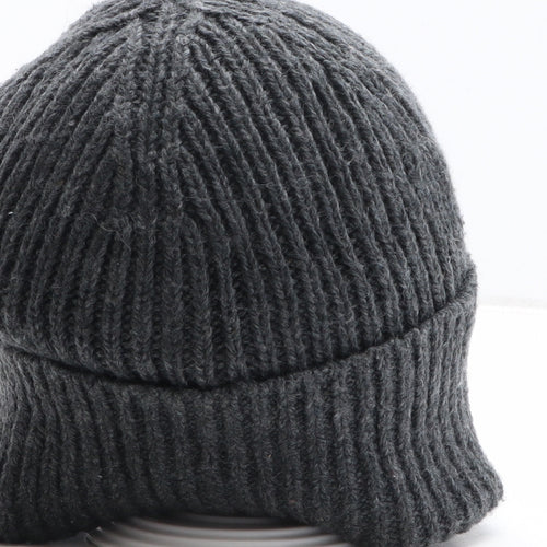 Tommy Hilfiger Mens Grey Wool Beanie One Size - Logo